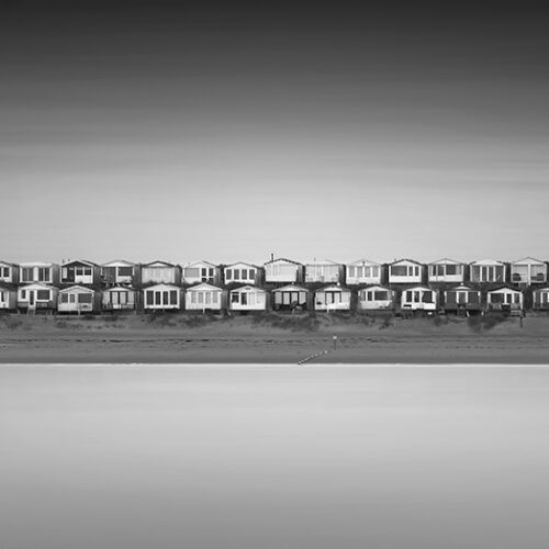 Cabinets on the beach in black and white