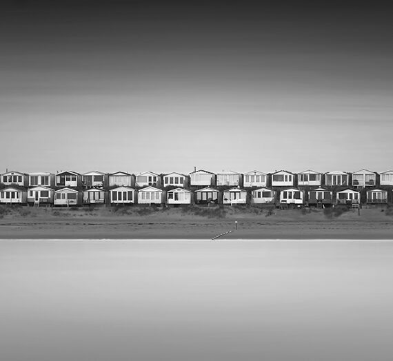 Cabinets on the beach in black and white