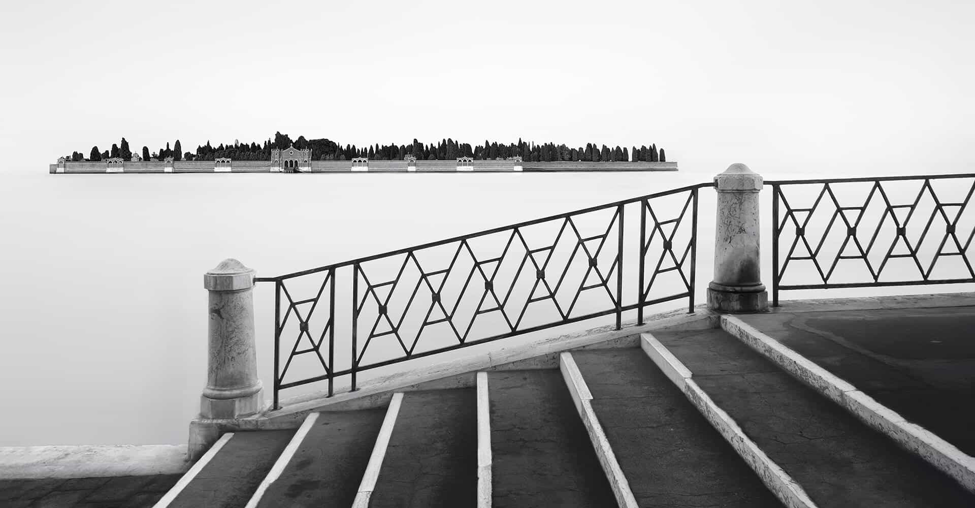 Cimitero di San Michele Venice in black and white